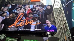 on the big screen in Times Square