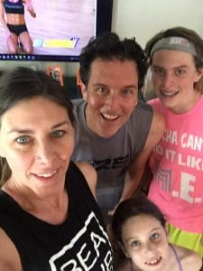 family working out together