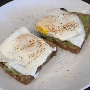 Eggs over avocado toast